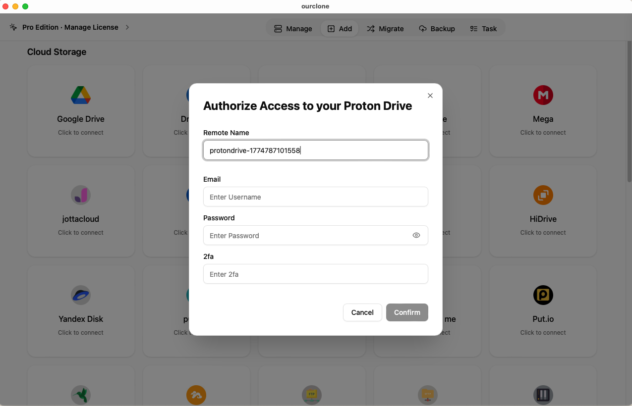 Add cloud storage in OurClone